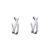 925 Silver Clip Earrings, Rhodium Plated with sparkling crystals